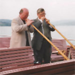 Tim Reynish and Guy Woolfenden, serenading Richard Wagner on the lake near Luzern, WASBE 2001